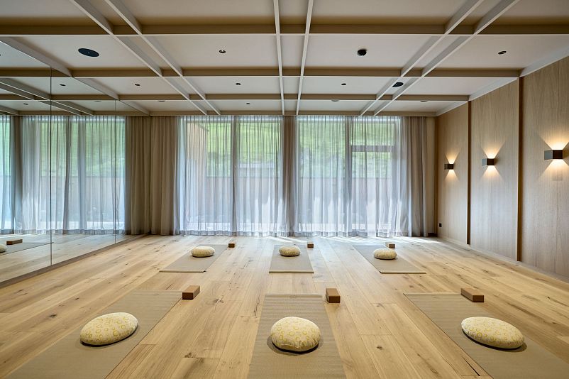 Yoga room at Alpenhof Hintertux – calm atmosphere with natural light