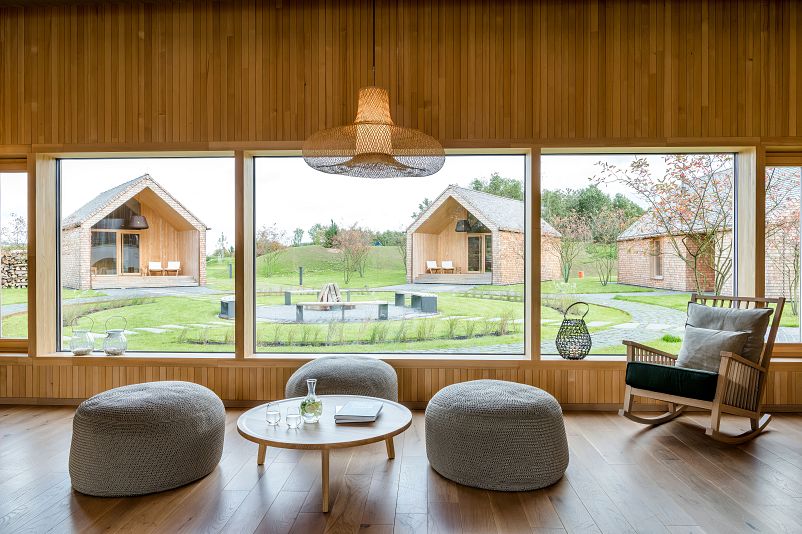 Lounge overlooking the Celtic sauna village