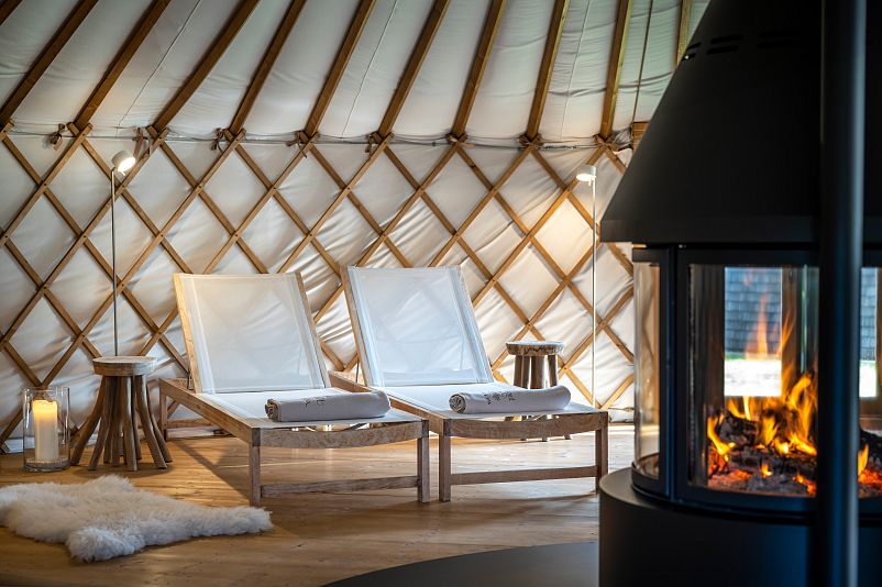 Yurt with fireplace in the Celtic sauna village