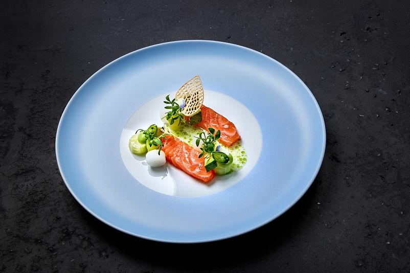 Mount Med Resort Cured Alpine Salmon with Cucumber and Avocado