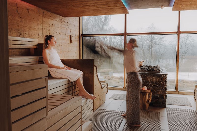 Sauna infusion with panoramic view at Lake Bostalsee