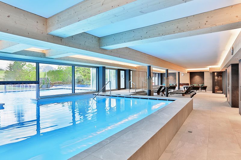 Indoor Outdoor Saline Pool ERMITAGE Wellness Hotel Gstaad